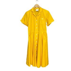 Vintage 1970s Womens Yellow House Dress Size 14 Whimsy Cottage Country Mature